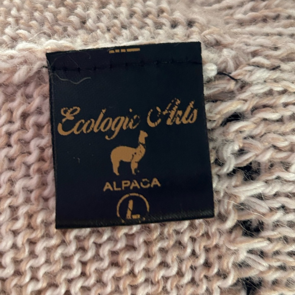 Ecologic Arts Women’s Alpaca V-Neck Hooded Sweater with Fringe Soft Comfy Boho - Picture 4 of 9